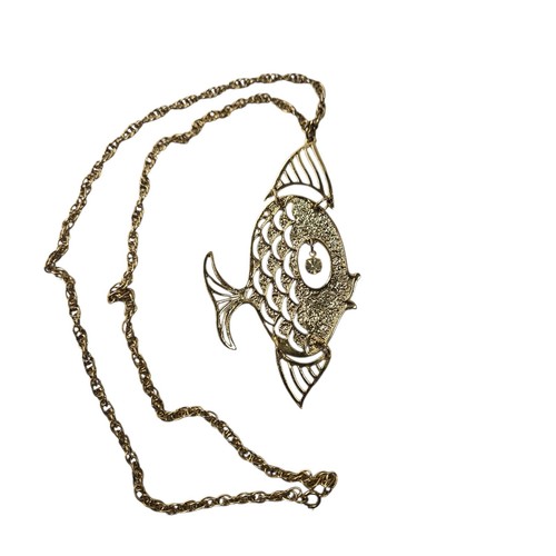 Vtg gold tone articulated fish - articulated,