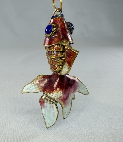 Vintage articulated enamel koi - articulated,